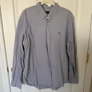 Ralph Lauren Blue and White Plaid Button-Down Shirt